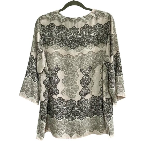 Violet + Claire Silky Floral Tunic Blouse 3/4 Sleeve Pull-Over White Pink Sz 1X - Picture 3 of 13